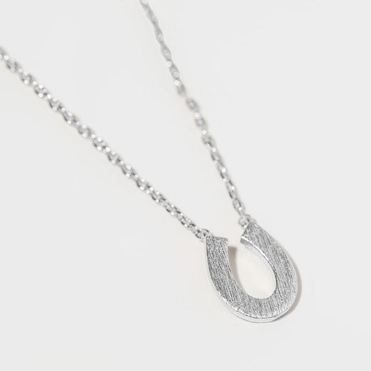 White Gold Dipped Horseshoe Pendant Necklace
