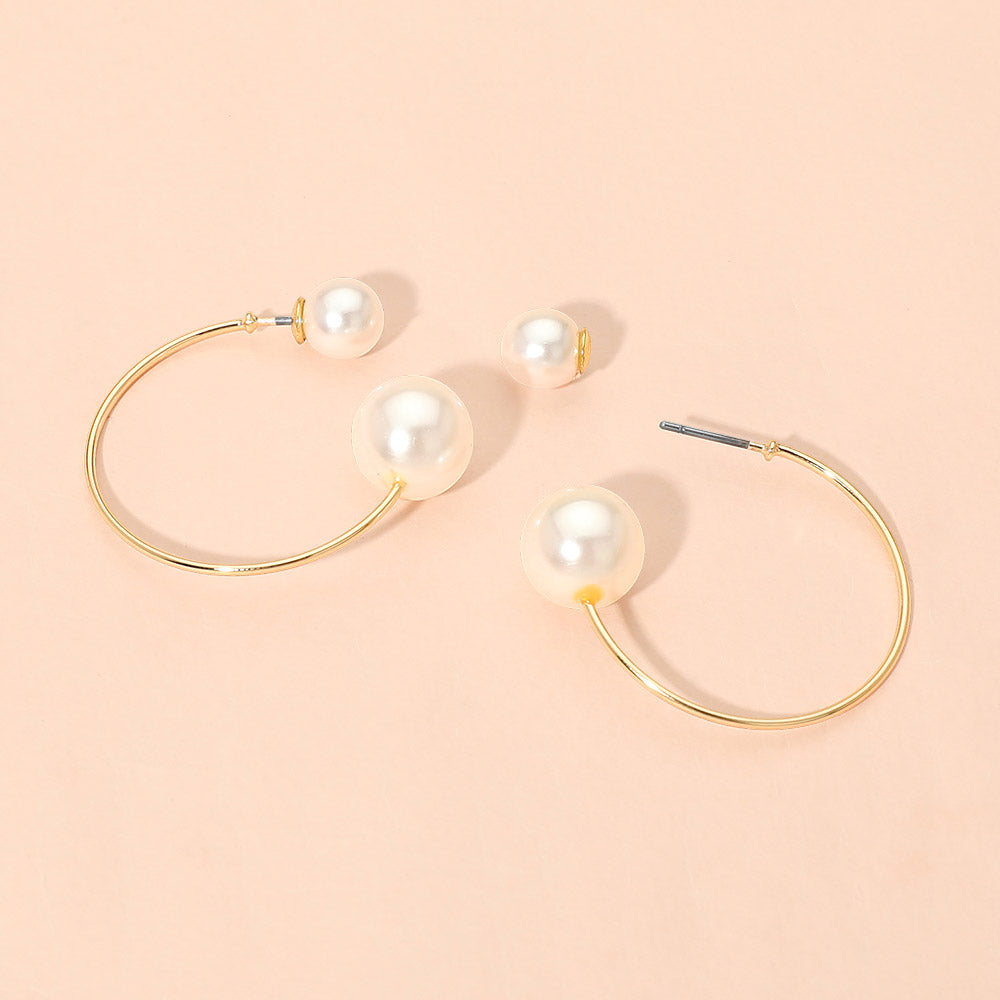 Double Pearl Hoop Earrings