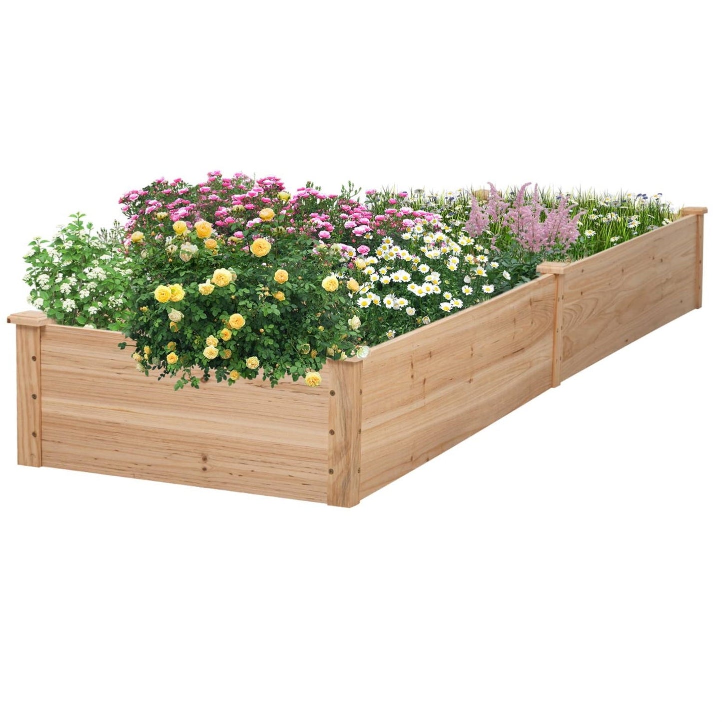Outdoor Solid Wood Raised Garden Bed Planter 92 x 22 x 9 inches High-0
