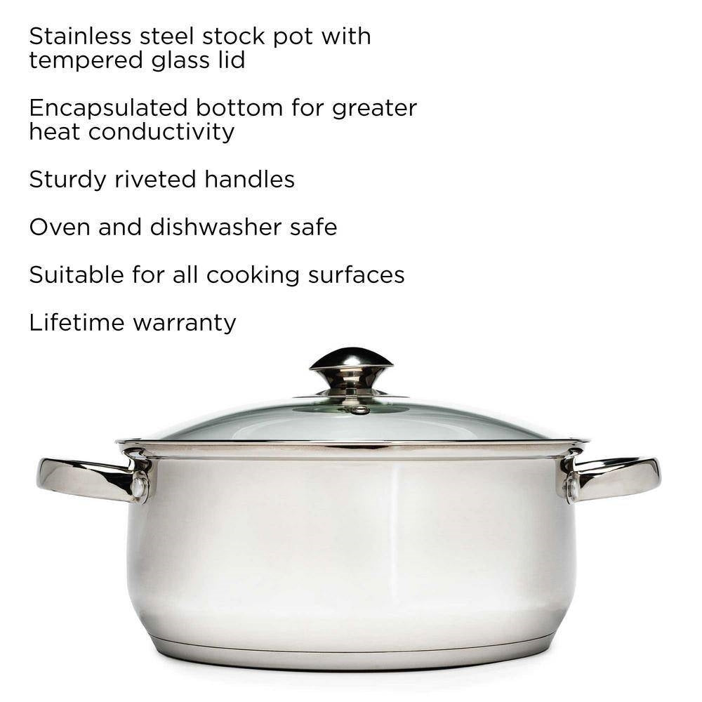 Round 5-Quart Stainless Steel Dutch Oven with Glass Lid-4
