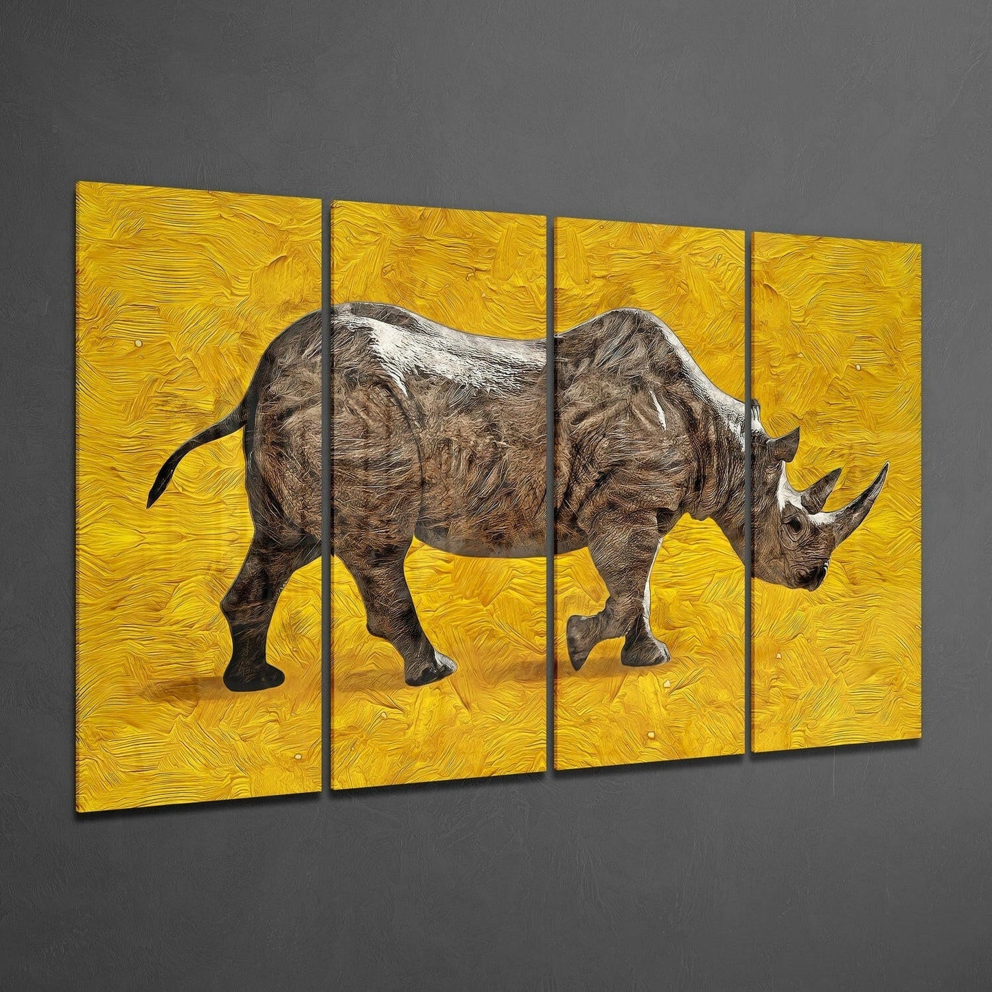 Rhino 4 Pieces Mega Glass Wall Art (59"x36")