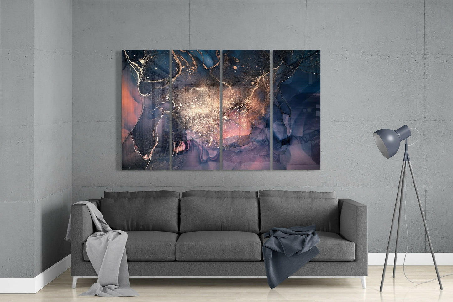 Marble 4 Pieces Mega Glass Wall Art (59"x36")