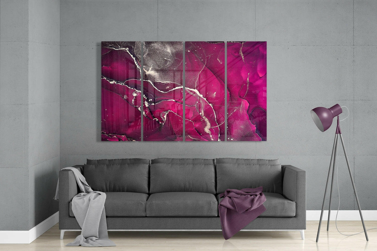 Marble 4 Pieces Mega Glass Wall Art (59"x36")