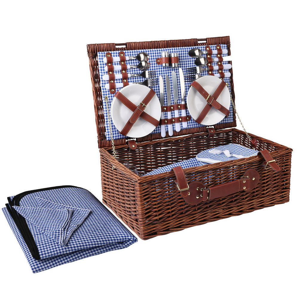 NNEDSZ 4 Person Picnic Basket Baskets Handle Outdoor Insulated Blanket-0