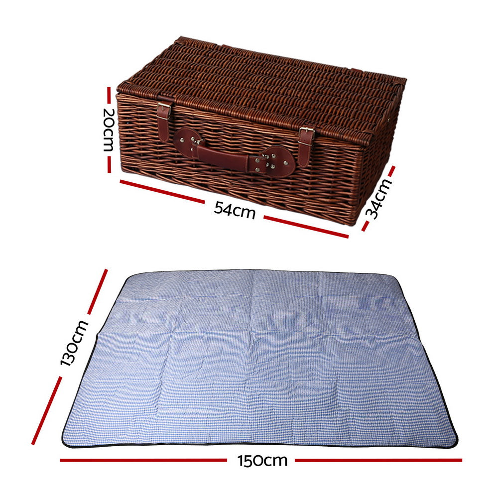 NNEDSZ 4 Person Picnic Basket Baskets Handle Outdoor Insulated Blanket-1