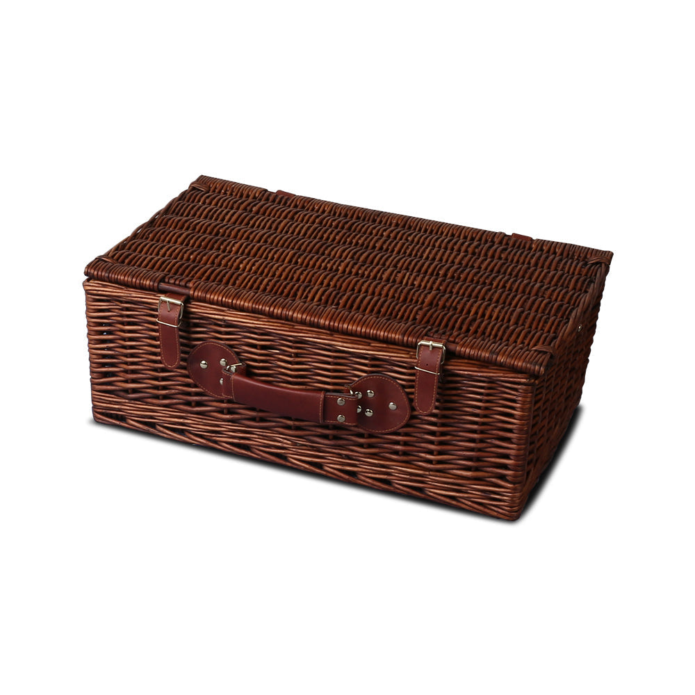 NNEDSZ 4 Person Picnic Basket Baskets Handle Outdoor Insulated Blanket-2