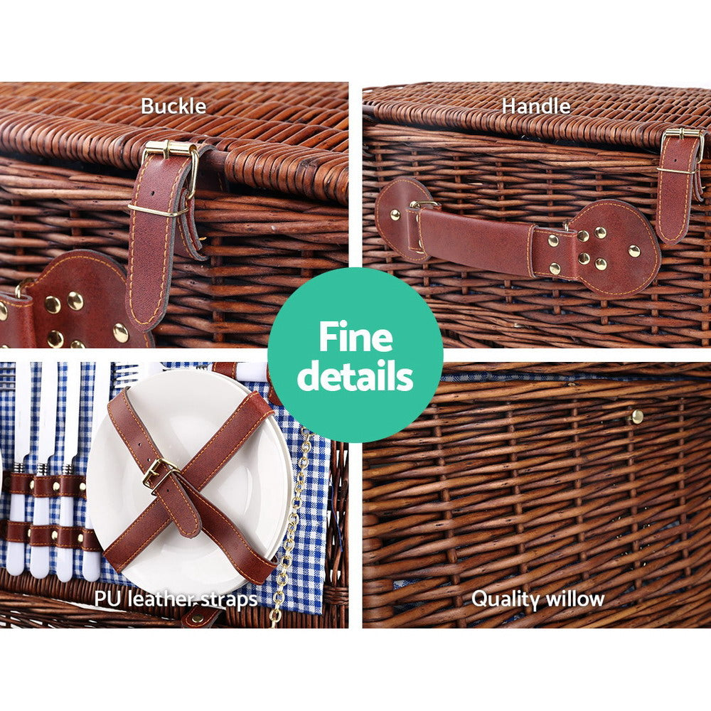 NNEDSZ 4 Person Picnic Basket Baskets Handle Outdoor Insulated Blanket-3