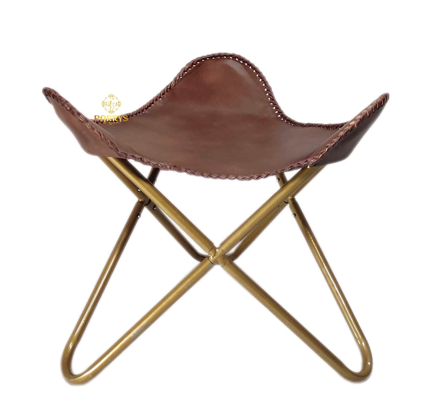 Coffee Brown Leather Ottoman-3
