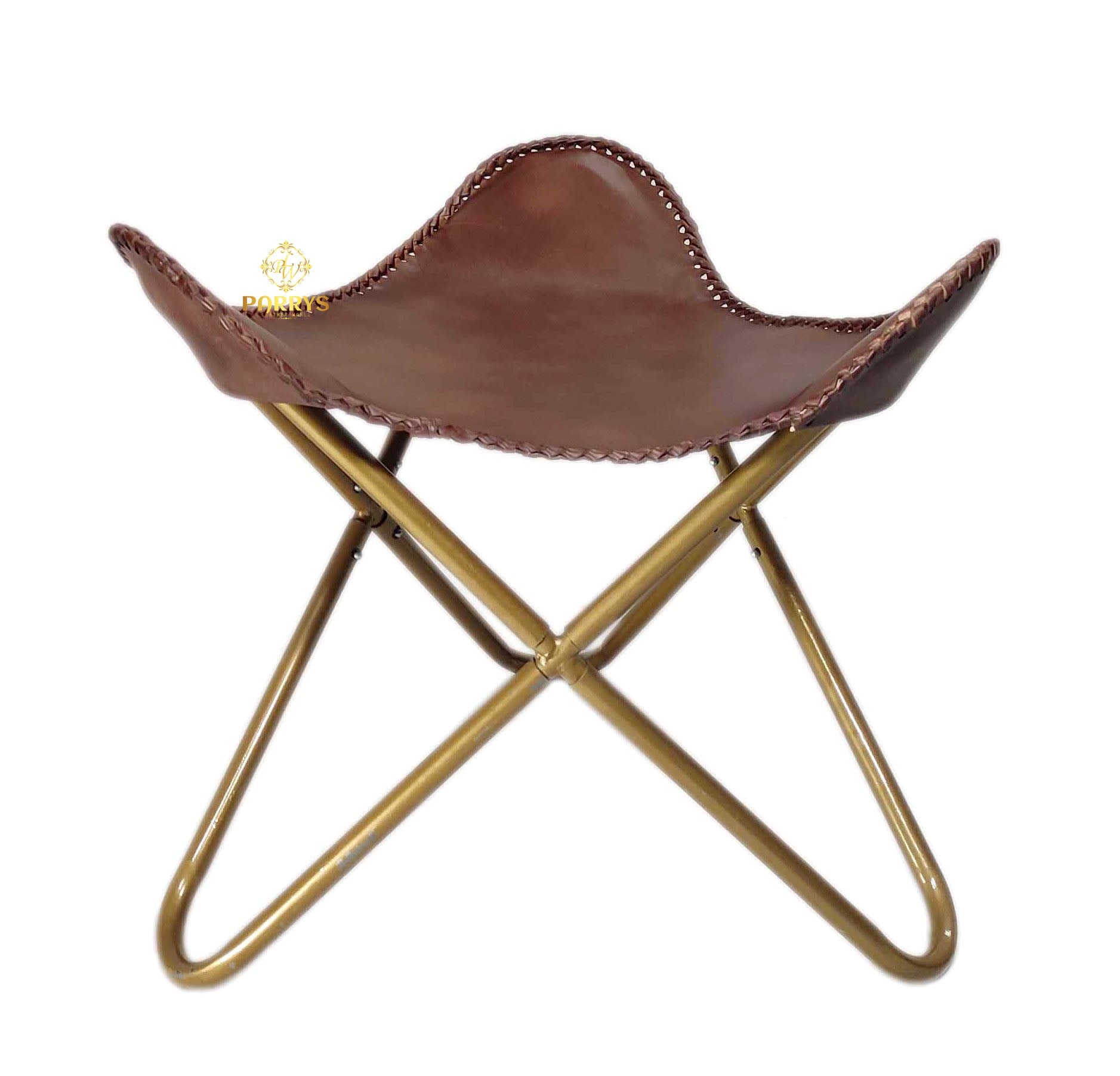 Coffee Brown Leather Ottoman-3