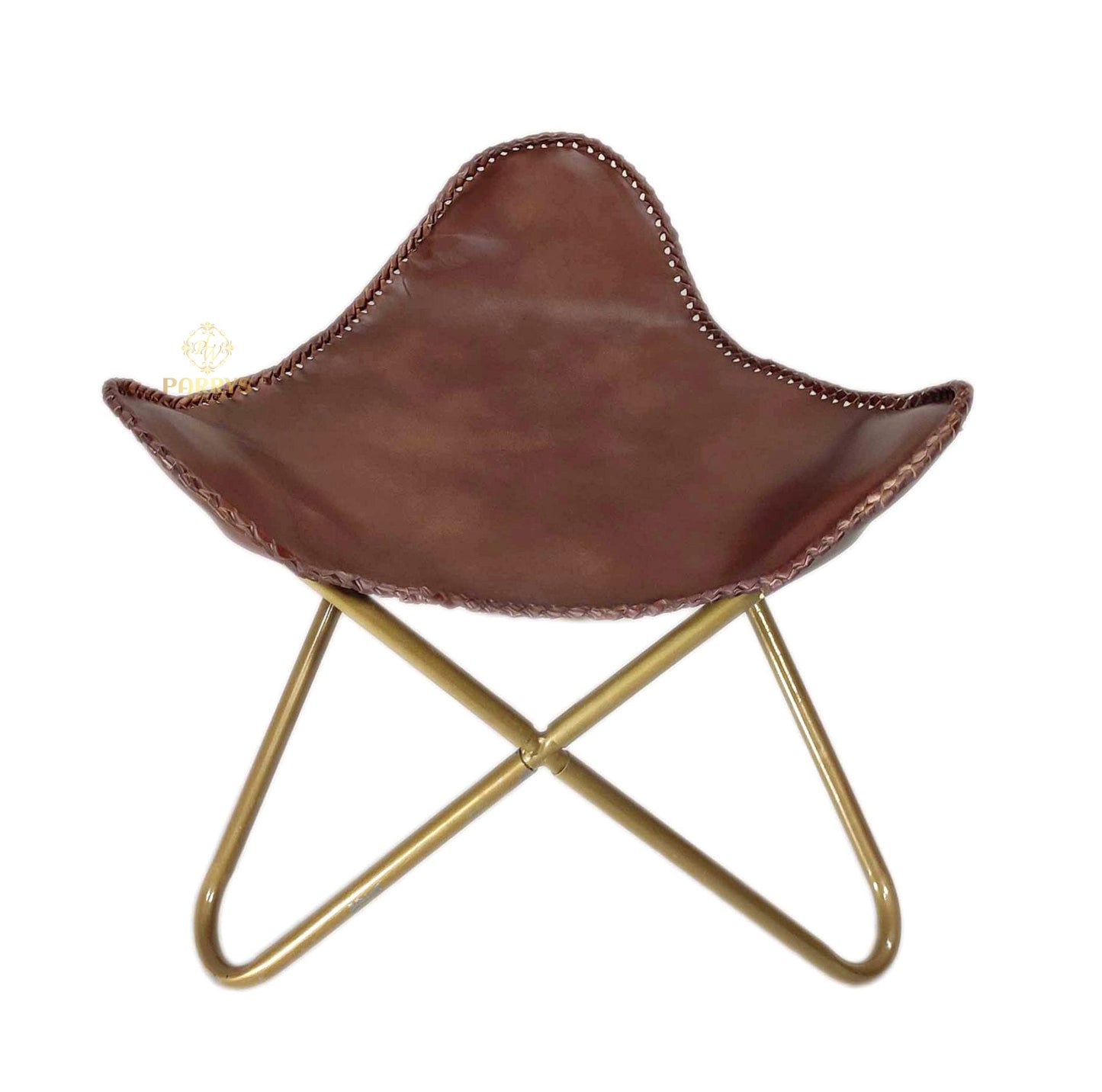Coffee Brown Leather Ottoman-0