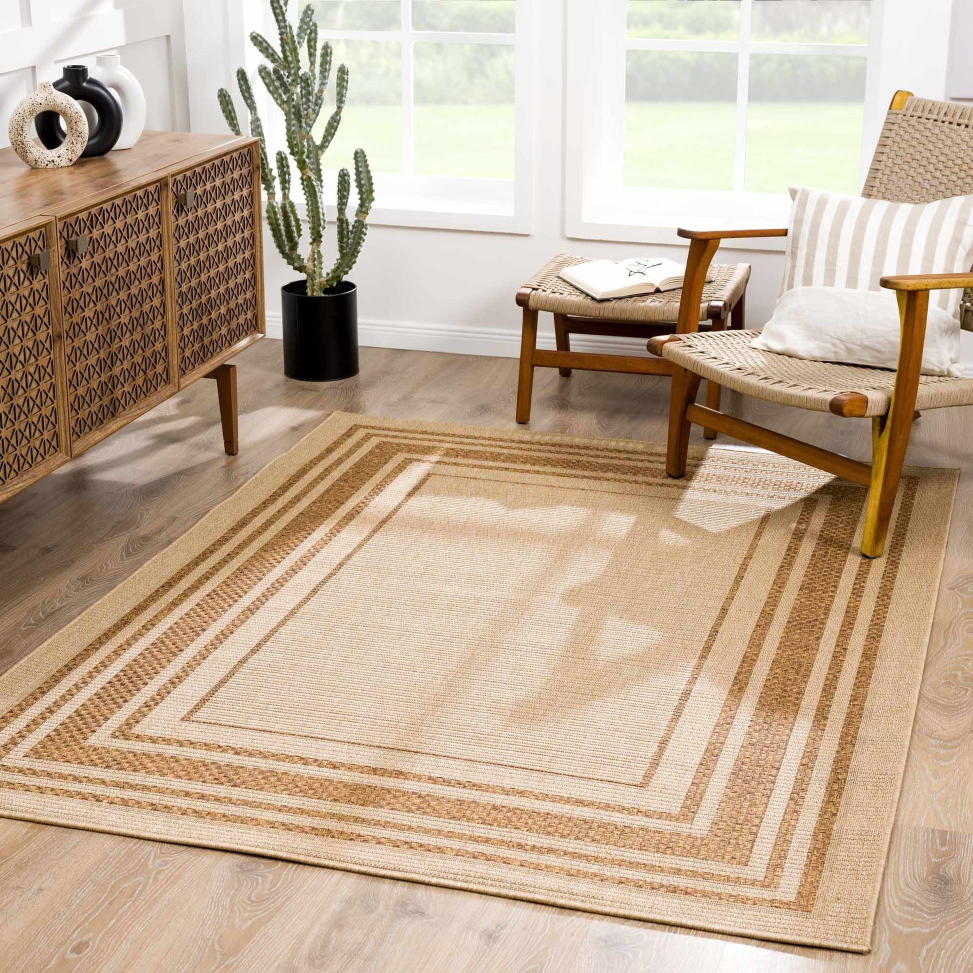 Isoko Bordered Faux Jute Rug-1
