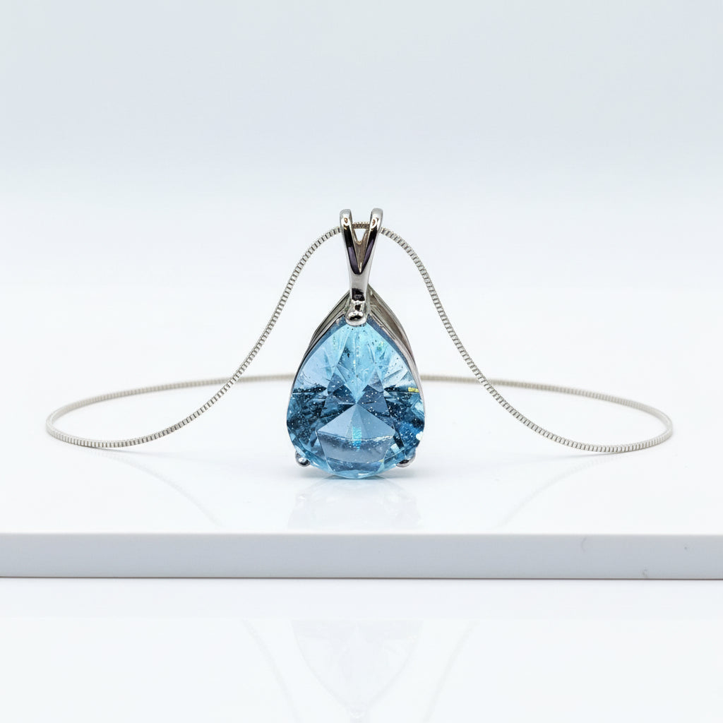 "Peaceful Memories" Pear Cut Cremation Pendant Large 16x12mm