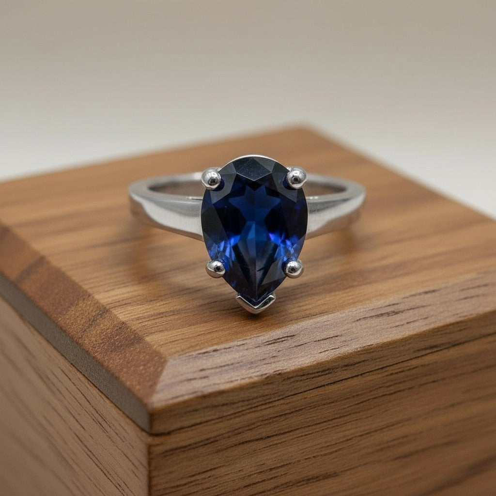 "Peaceful Memories" Pear Cut Cremation Ring 11x8mm
