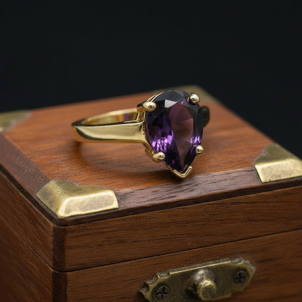 "Peaceful Memories" Pear Cut Cremation Ring 11x8mm