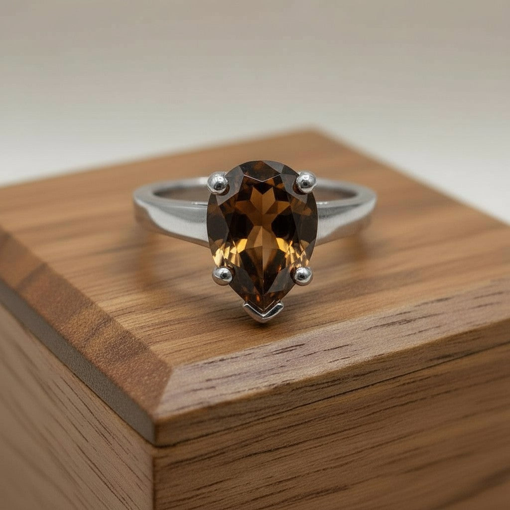"Peaceful Memories" Pear Cut Cremation Ring 11x8mm