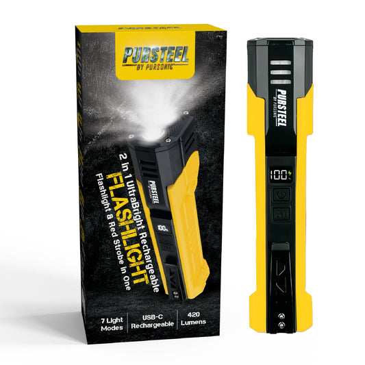 Pursonic – 2-in-1 UltraBright Rechargeable Flashlight & Red Strobe-0