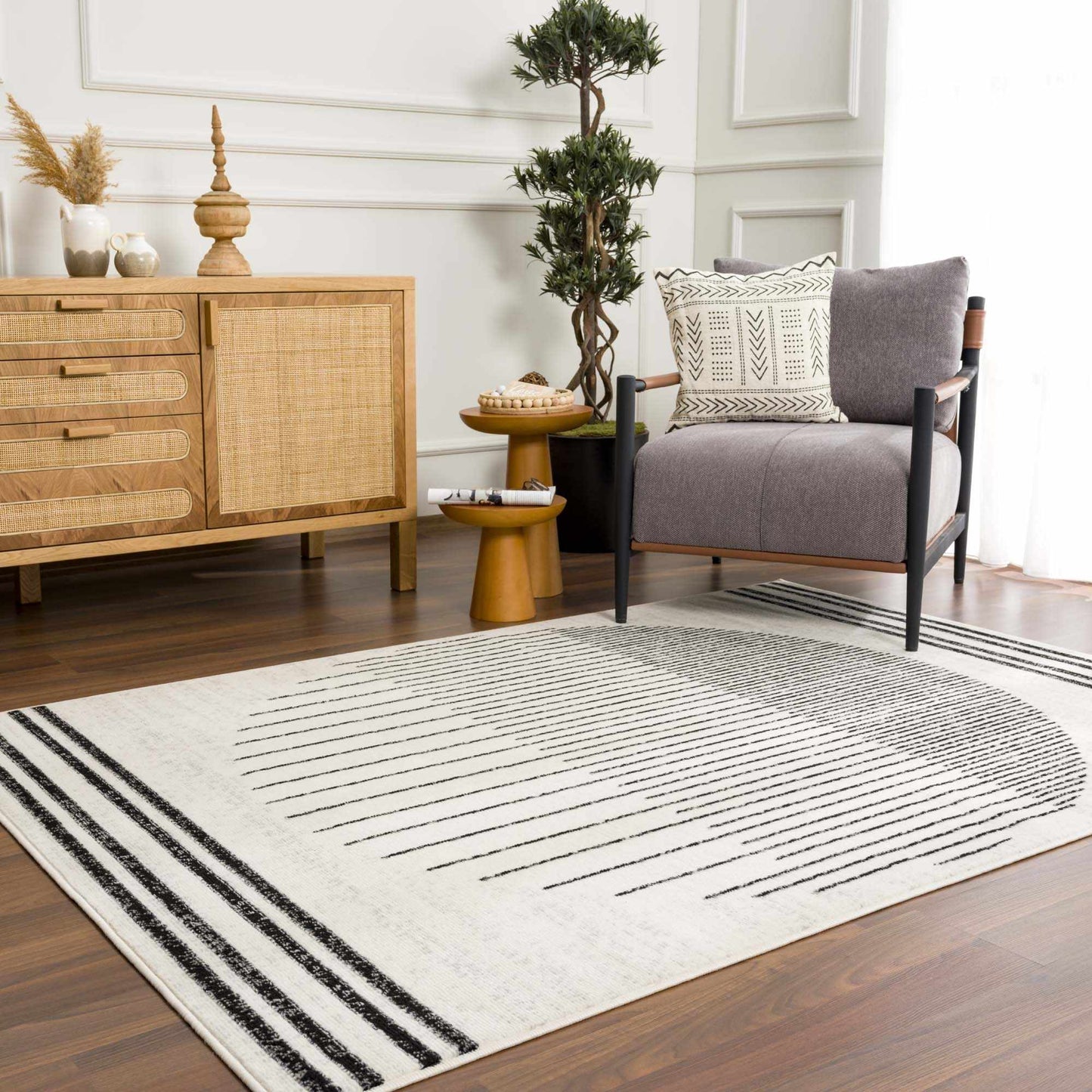 Angus Black&White Geometric Area Rug-6