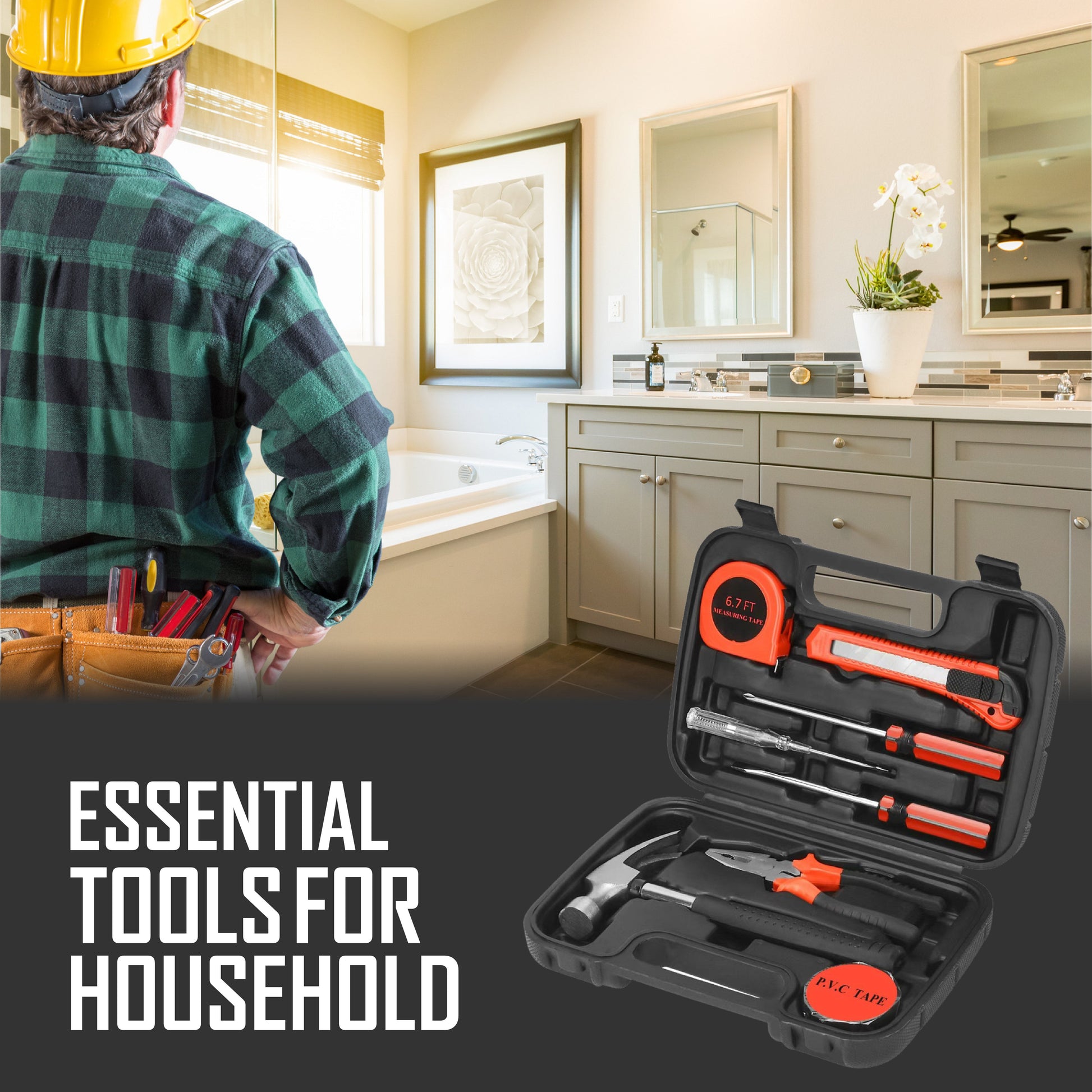 9 Piece Household Handy Solutions Tool Set for Everyday Tasks-2