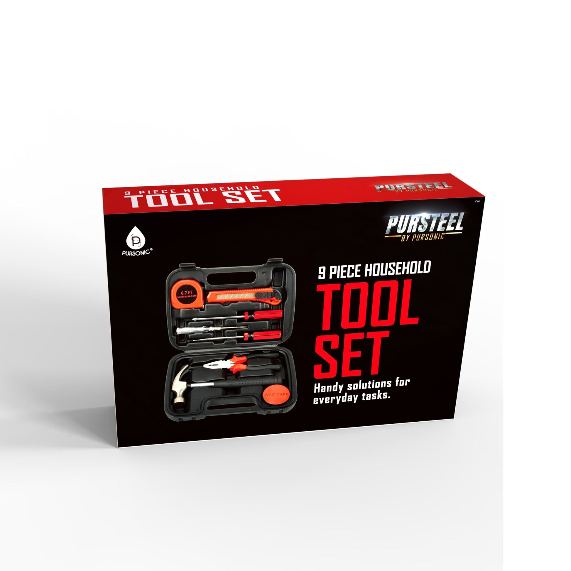 9 Piece Household Handy Solutions Tool Set for Everyday Tasks-4