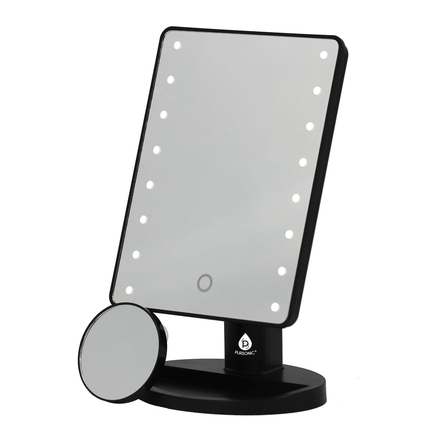 Him’s and Her’s Pursonic LED Lighted Vanity Makeup Mirror Bundle – Black & White Set with 5X Magnifying Mini Mirrors-2