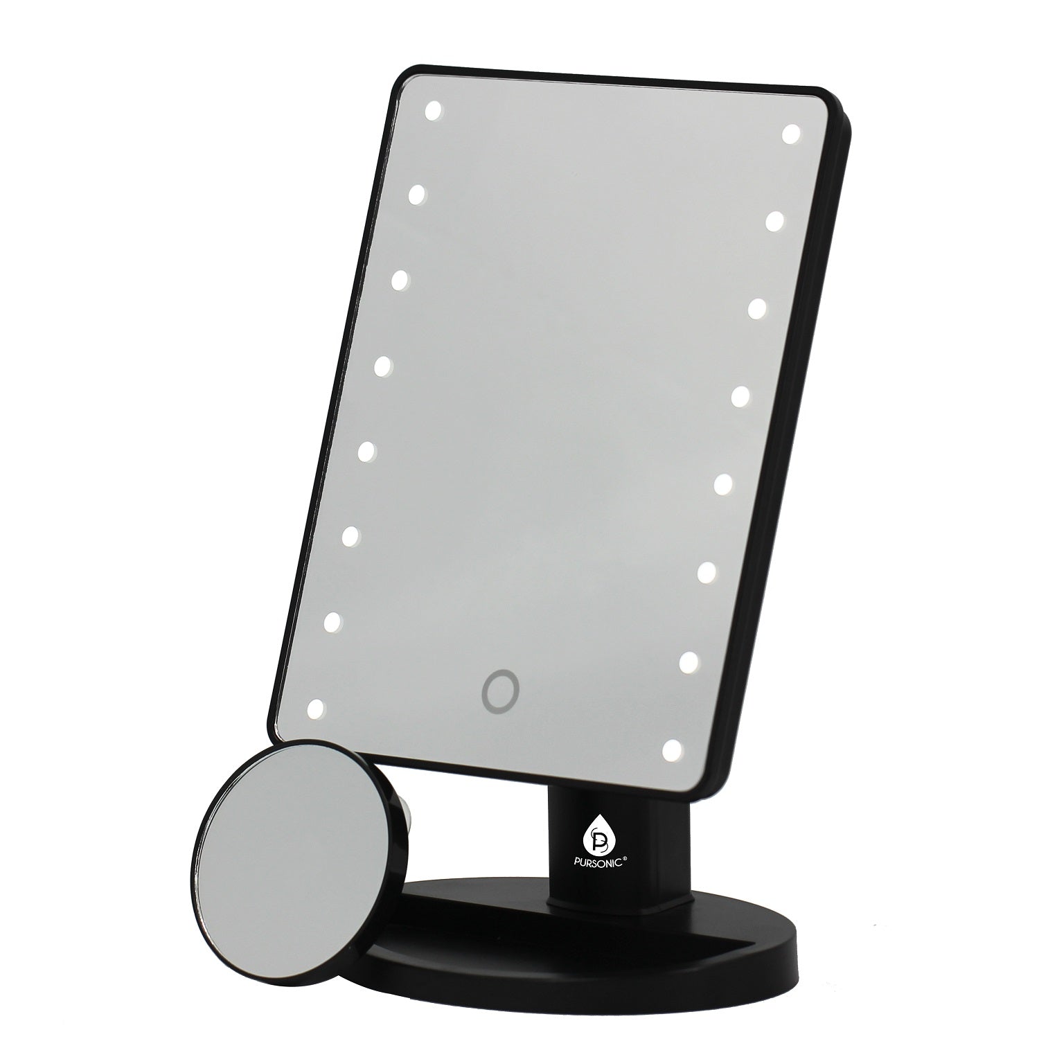 Him’s and Her’s Pursonic LED Lighted Vanity Makeup Mirror Bundle – Black & White Set with 5X Magnifying Mini Mirrors-2
