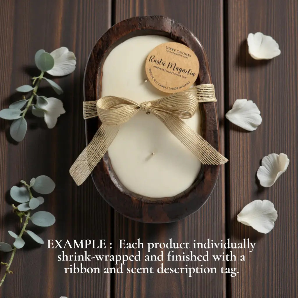 Alpine Stroll Hand-Carved Wood Bowl Soy Candle