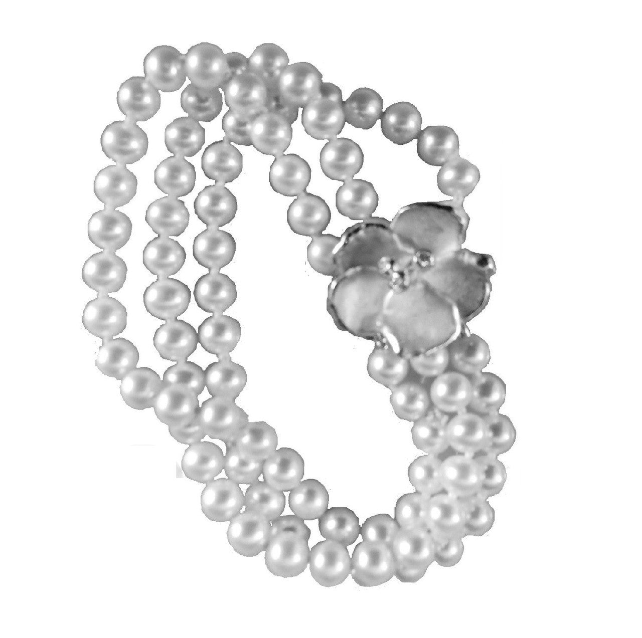 Metal Petals- Three Pansy Necklace-18K Gold with Diamond Center-16