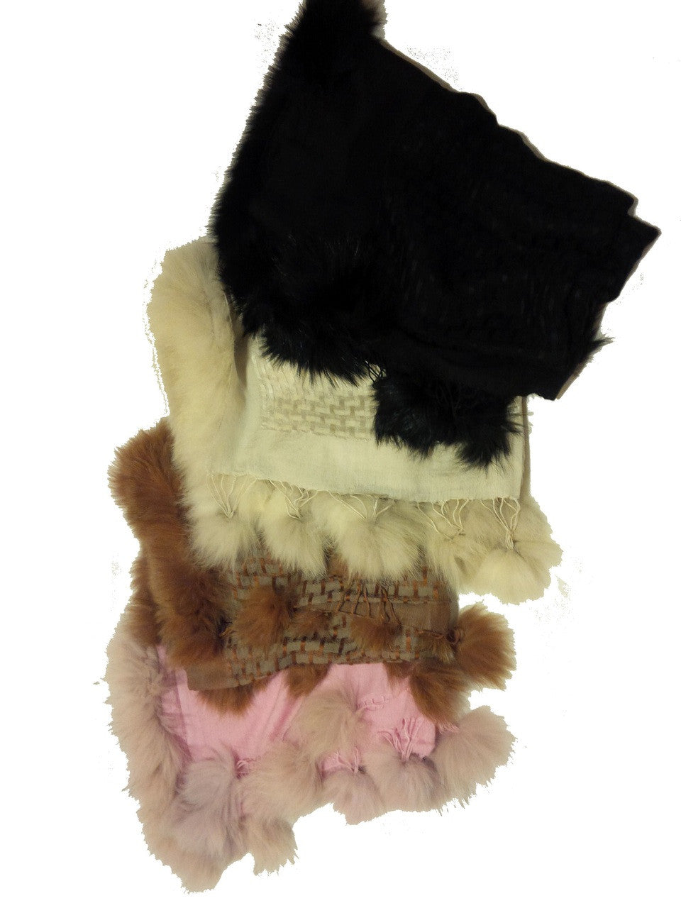 Pashmina from Oman. Furry Trim & Pom Poms- Baby Doll Pink-0