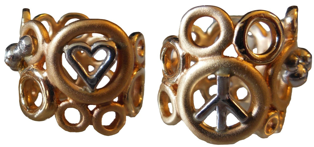 Peace, Love and Abundance Ring (Wide) 14K Gold with Diamonds-4