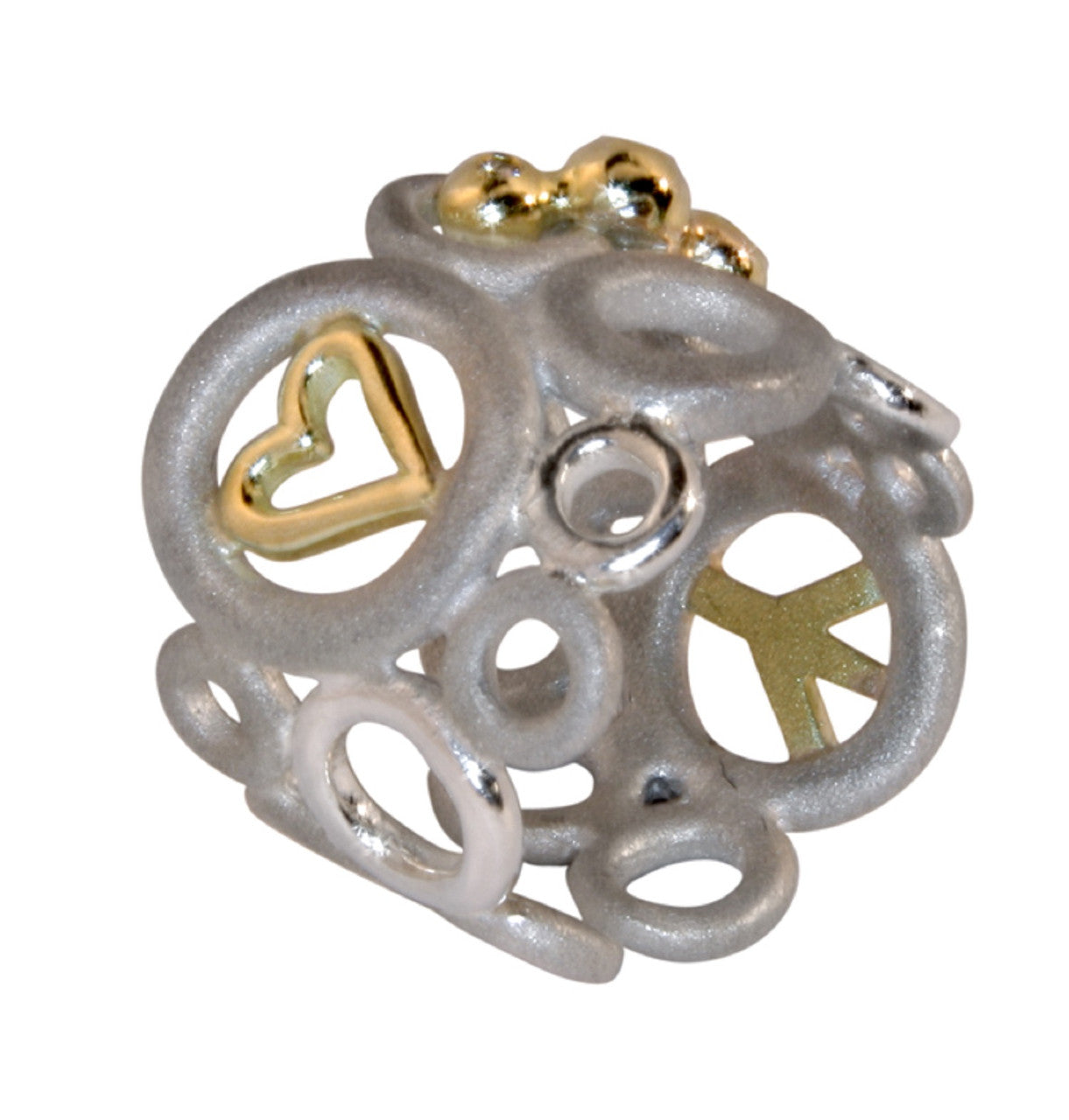 Peace, Love and Abundance Ring  (Wide) Diamonds, 18K Gold, Sterling Silver-6