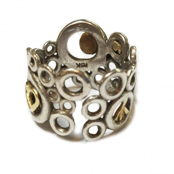 Peace, Love and Abundance Ring  (Wide) Diamonds, 18K Gold, Sterling Silver-11