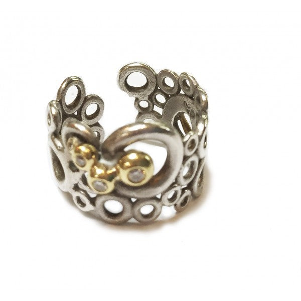 Peace, Love and Abundance Ring (Wide) 14K Gold with Diamonds-12