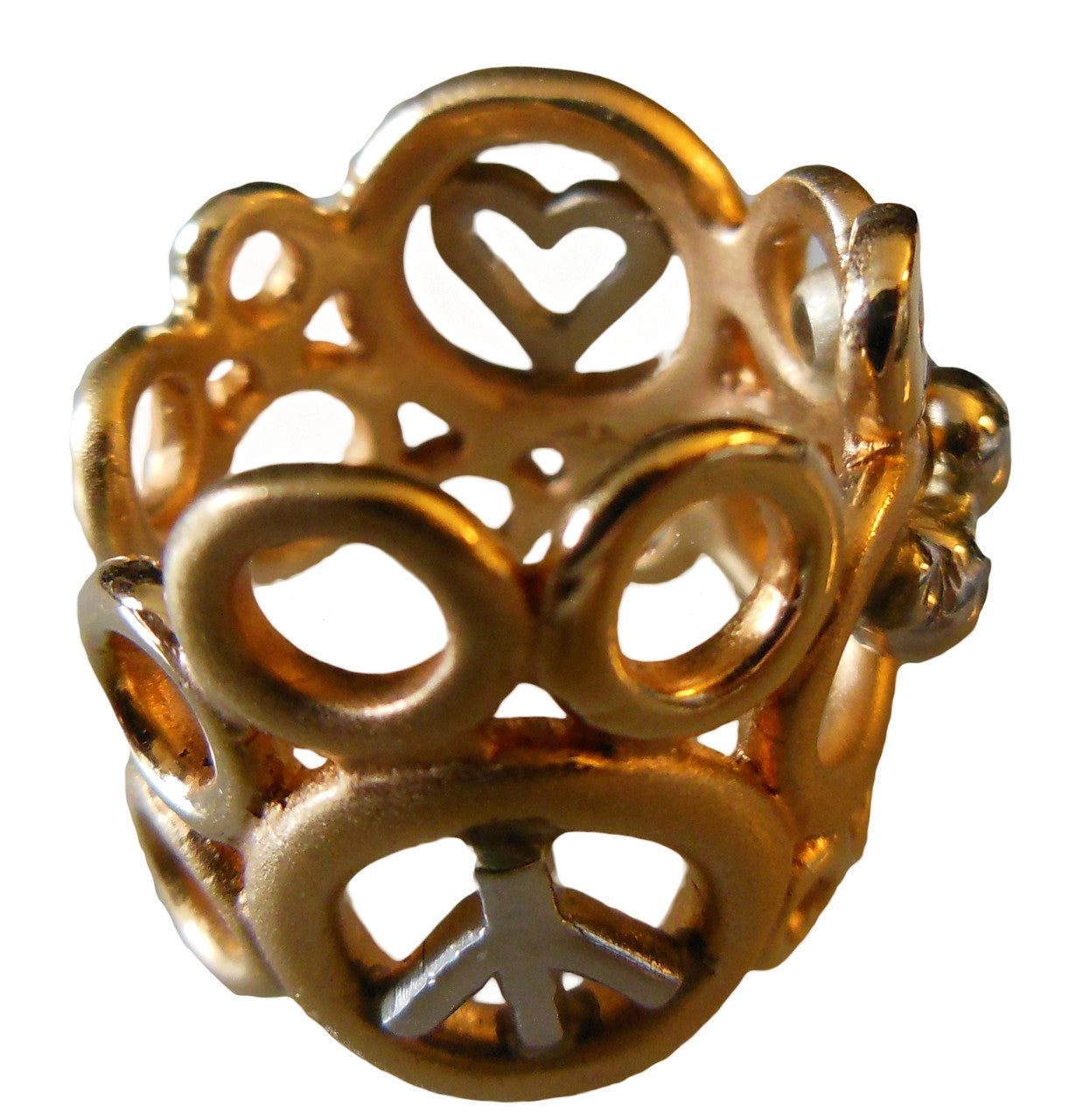 Peace, Love and Abundance Ring (Wide) 14K Gold with Diamonds-1
