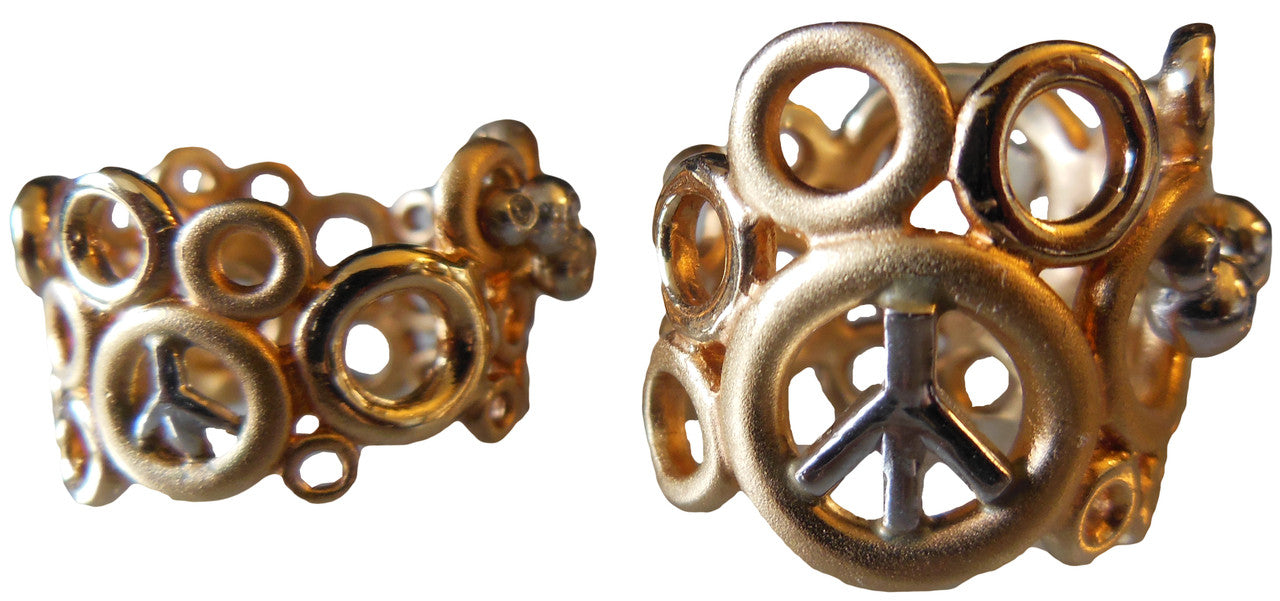 Peace, Love and Abundance Ring (Wide) 14K Gold with Diamonds-5