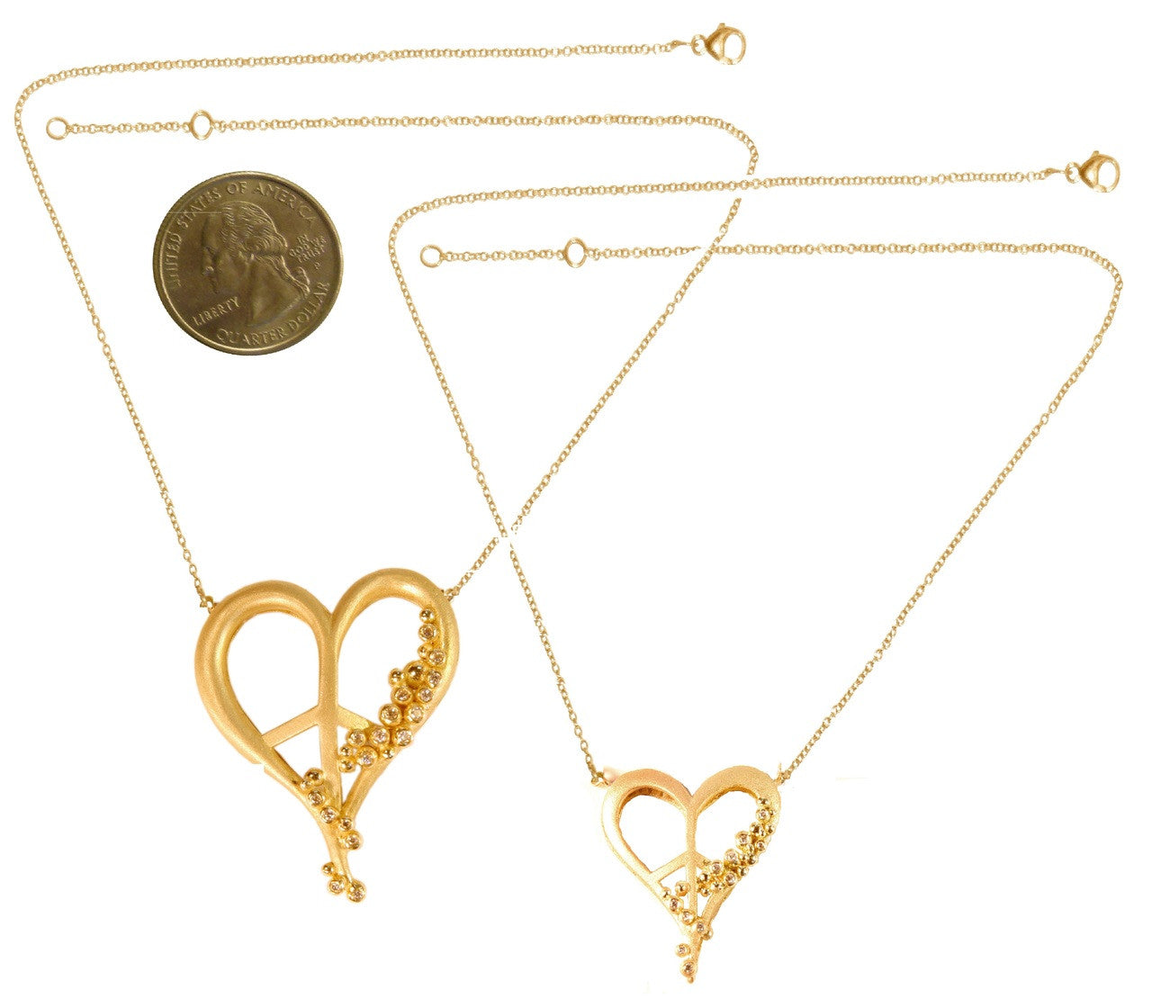 Peace of Heart Necklace- Large-18K Gold with Abundance Overflowing Diamonds-5