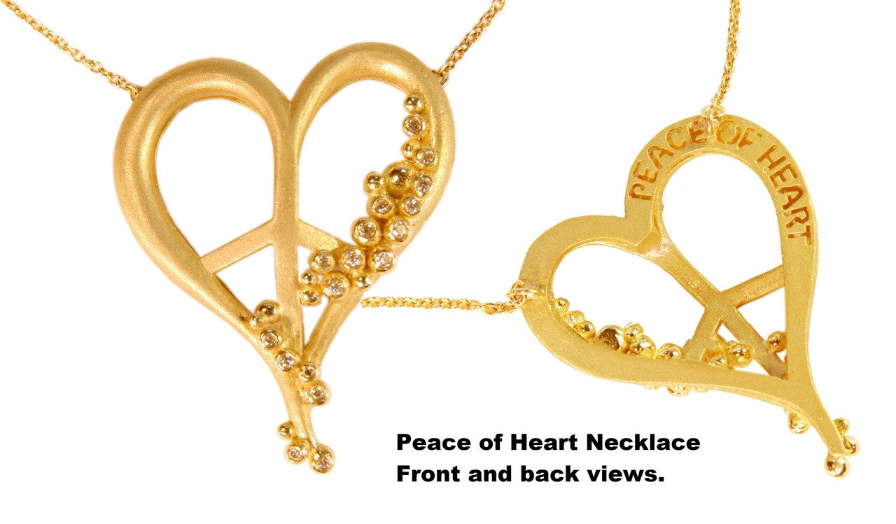 Peace of Heart Necklace- Large-18K Gold with Abundance Overflowing Diamonds-1