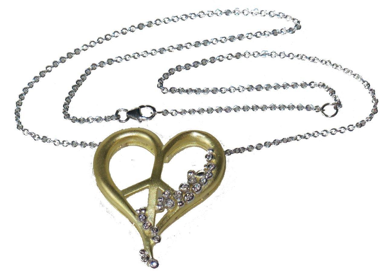 Peace of Heart Necklace- Large-18K Gold with Abundance Overflowing Diamonds-2