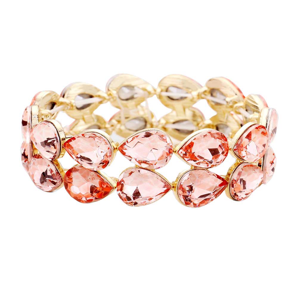 Glass Crystal Teardrop Stretch Evening Bracelet