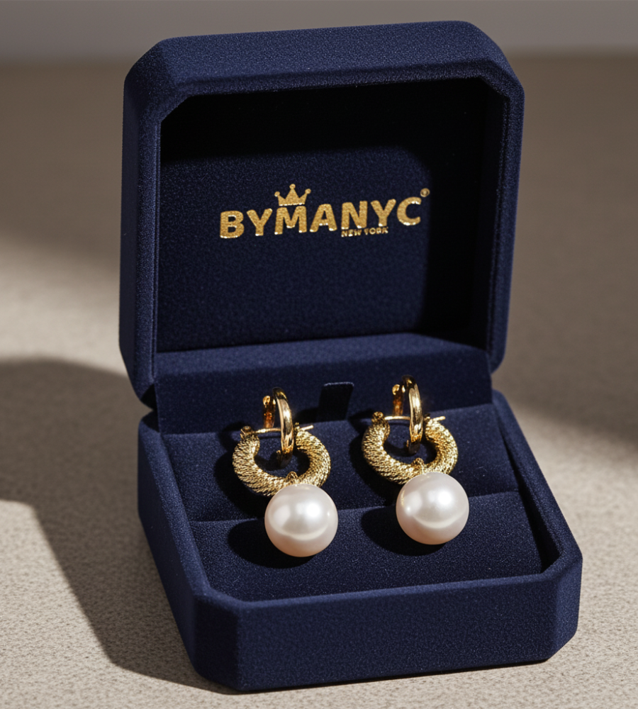 Pearl Hoop Earrings Golden Luster SOHO BYMANYC ® New York-0