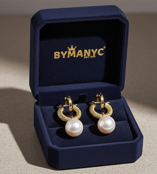 Pearl Hoop Earrings Golden Luster SOHO BYMANYC ® New York-0