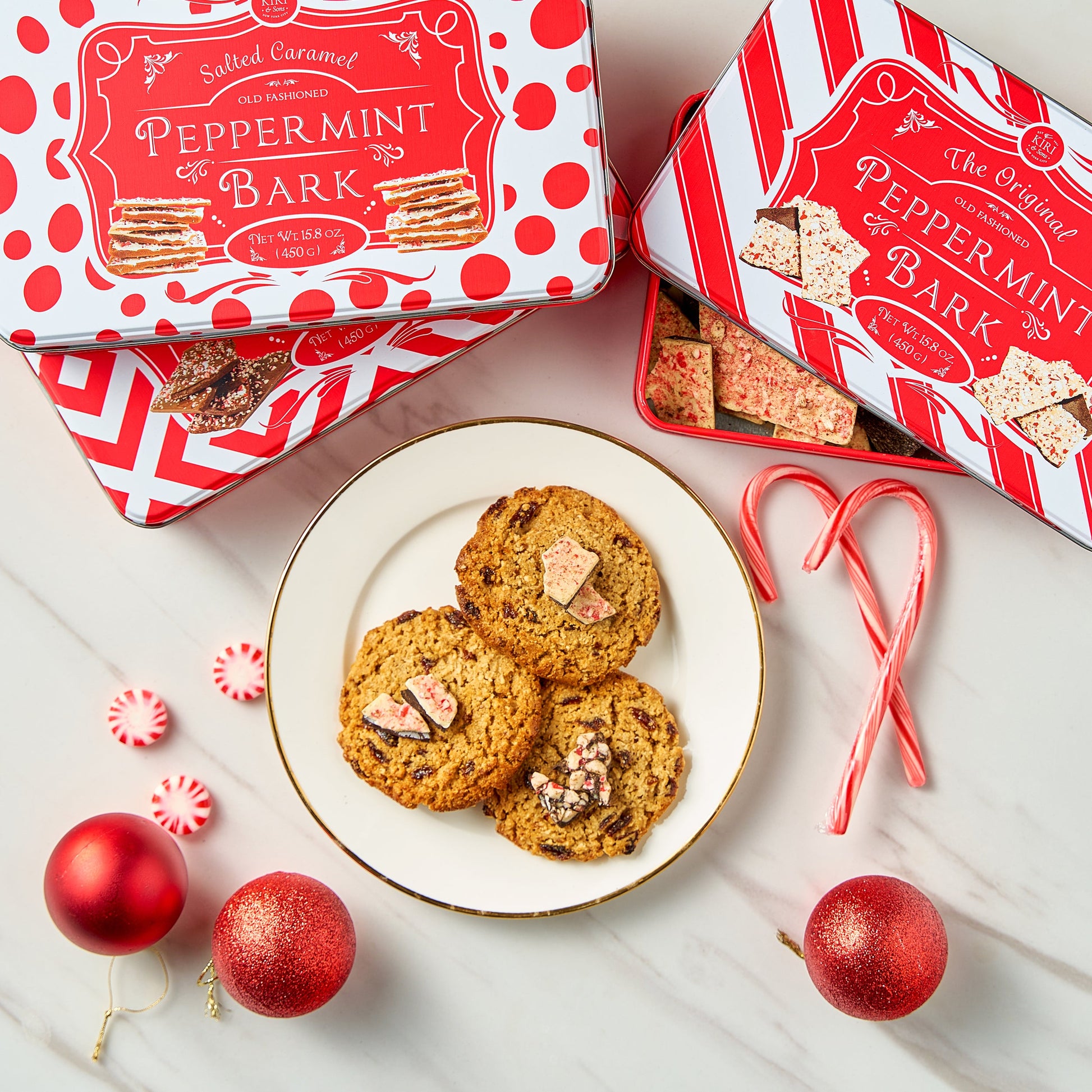 Handmade Layered Original Dark and White Chocolate Peppermint Bark - 1Lb Holiday Bark Assorted Squares - Christmas & Winter Candy, Sweets Gift Tin, Old Fashioned Treat, Stocking Stuffer-2