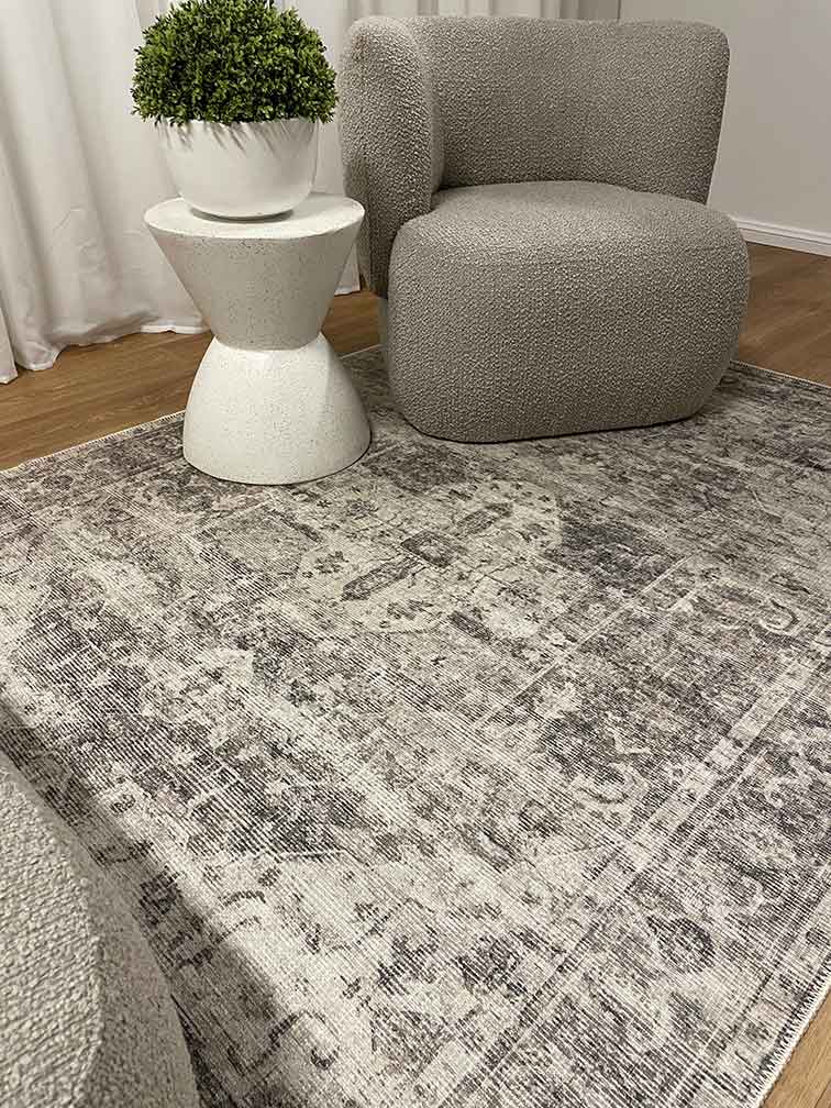 Chateau Machine Washable in Grey : Runner Rug-2
