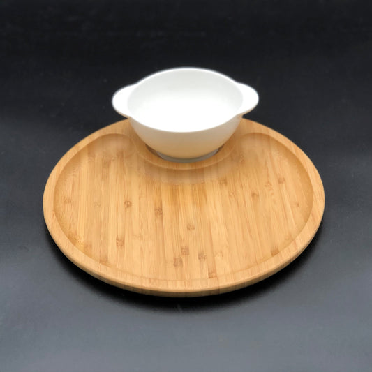 Bamboo And Fine Porcelain Set For Single Serve Soup Or Cereal Or Your Favorite Dessert-0