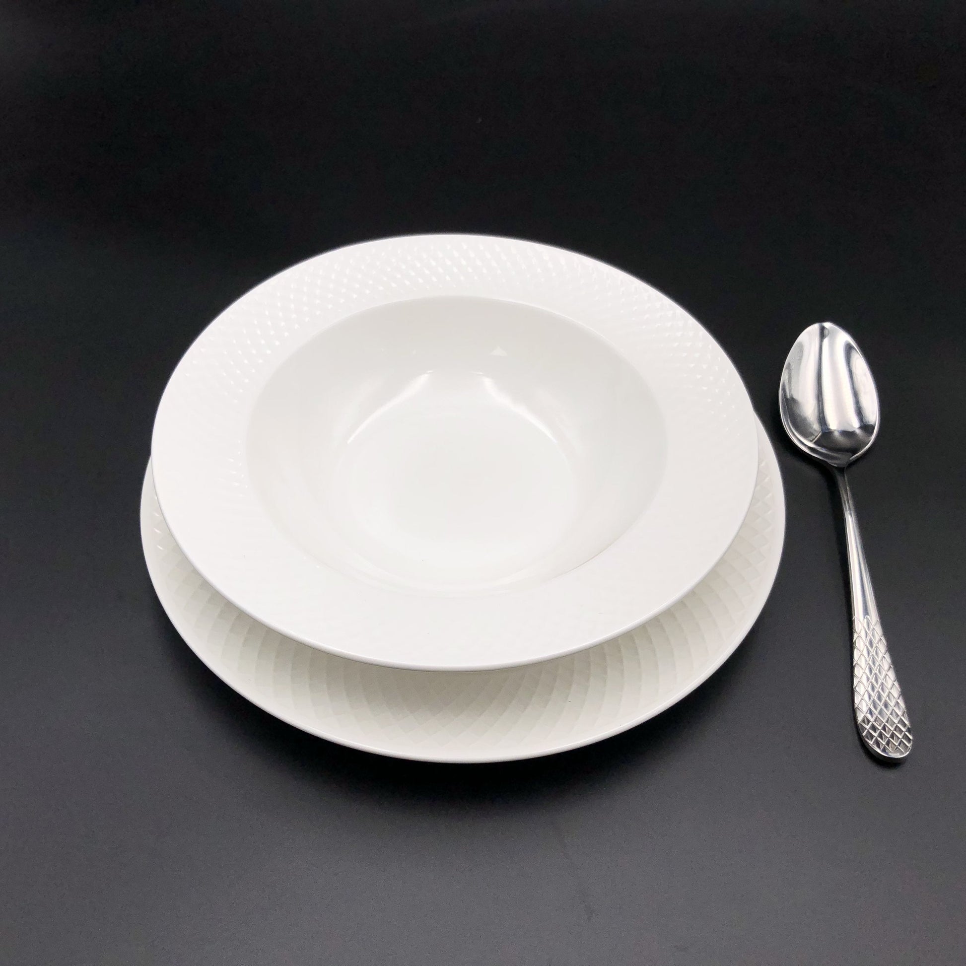 Fine Julia Porcelain Deep Plate Dinnerware Set For 6 Including 10" inch Charger Plate-1