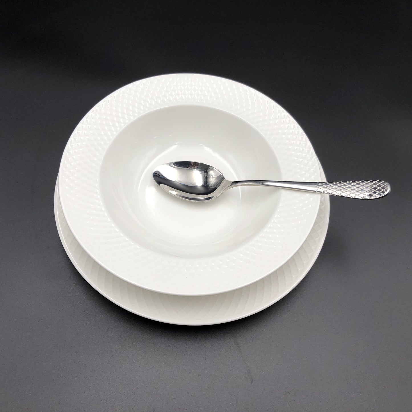 Fine Julia Porcelain Deep Plate Dinnerware Set For 6 Including 10" inch Charger Plate-2