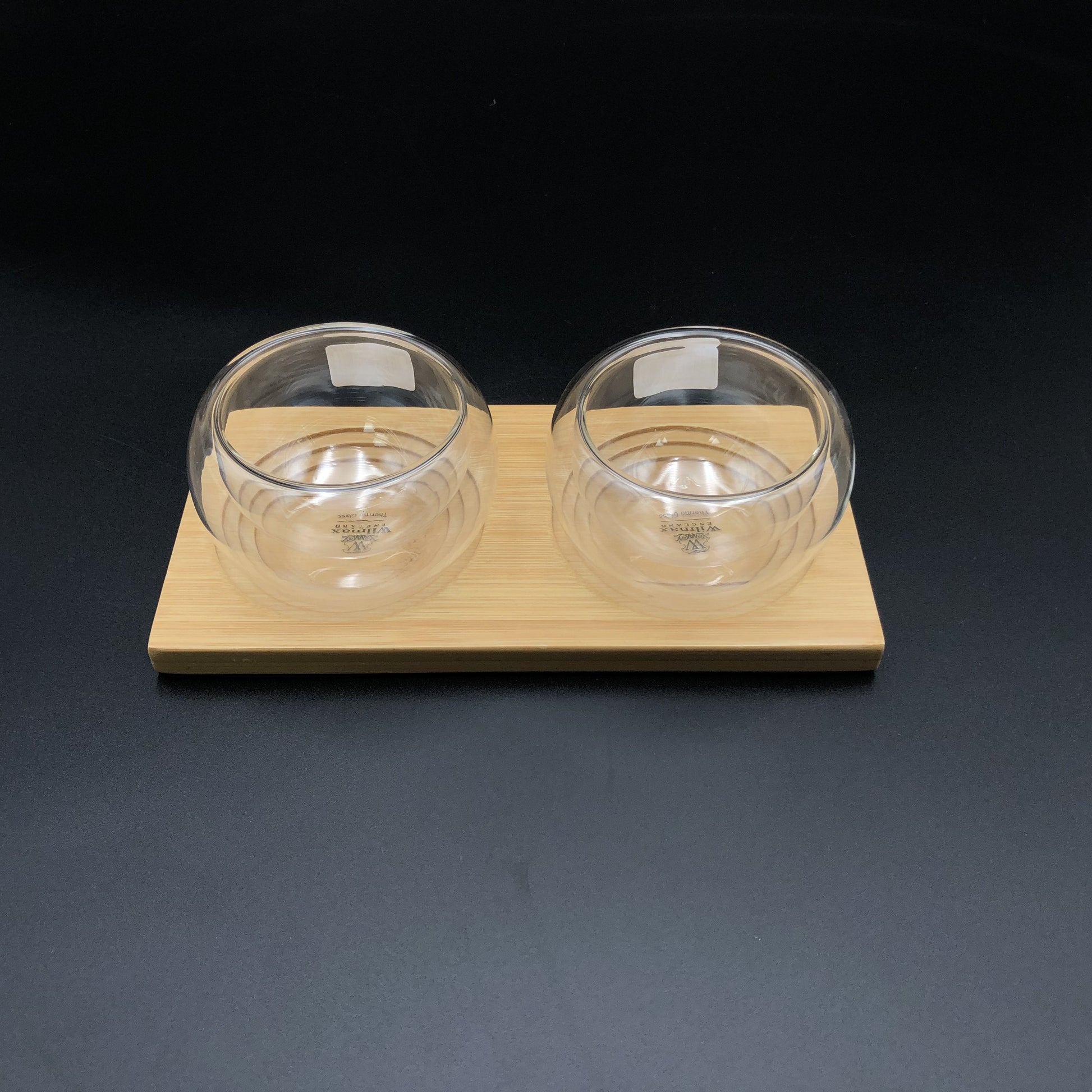 A Set Of 3 Bamboo Double Trays With 6 Doublewalled Thermo Bowls To Match-1