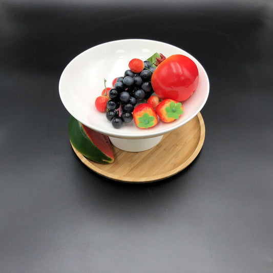 Fine Porcealim Fruit Vase With A10 Inch Bamboo Tray-0