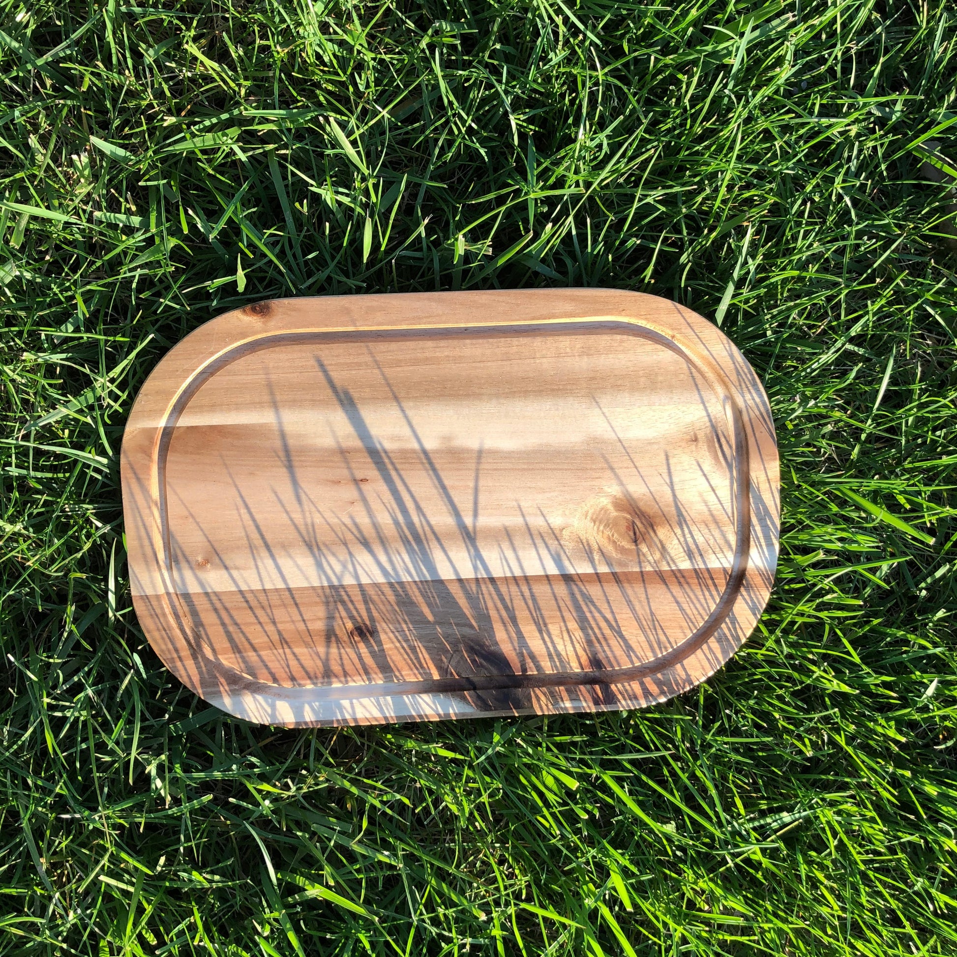 Zavis Green Acacia Wood Serving Rounded Cutting Board With Juice Groove 12" X 8" | Dishwasher Safe-4