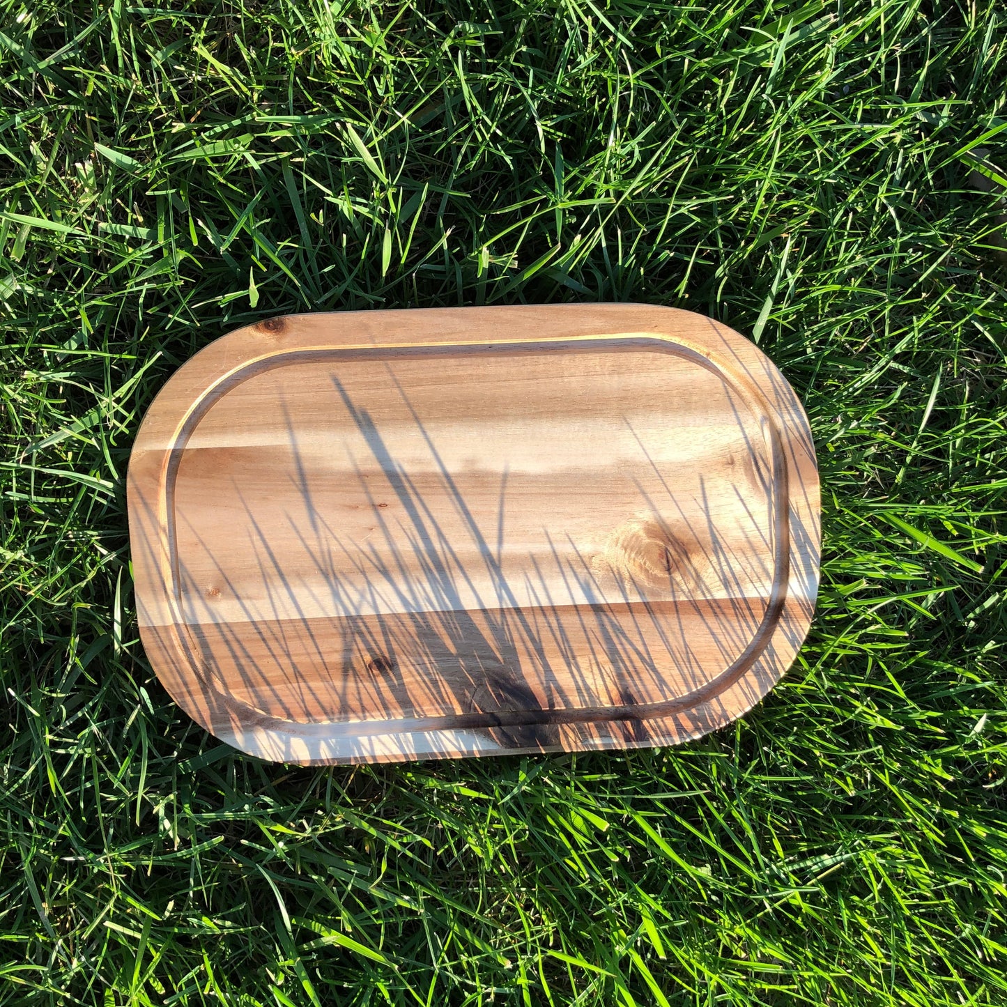 [ Set of 3 ] Zavis Green Acacia Wood Serving Rounded Cutting Board With Juice Groove 12" X 8" | Dishwasher Safe-4