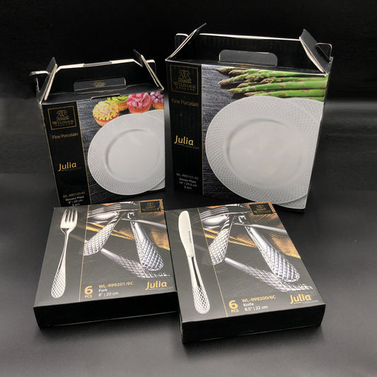 Fine Julia Porcelain 24 Piece Dinnerware Set For 6-0
